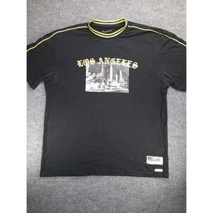 Primark Mens Large Los Angeles Graphic T Shirt Black Yellow City Streetwear